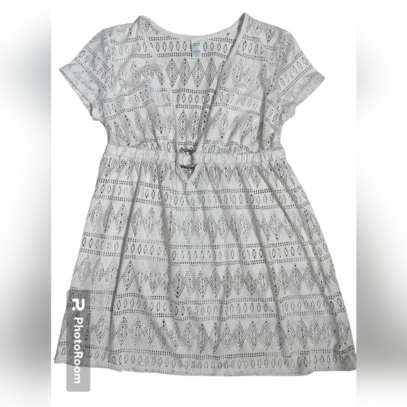 Tropical Escape white swimsuit cover-up dress swimwear size S - Picture 3 of 11